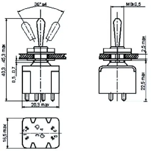 ПТ6-7В тумблер фото 3 ПТ6-7В тумблер фото 3